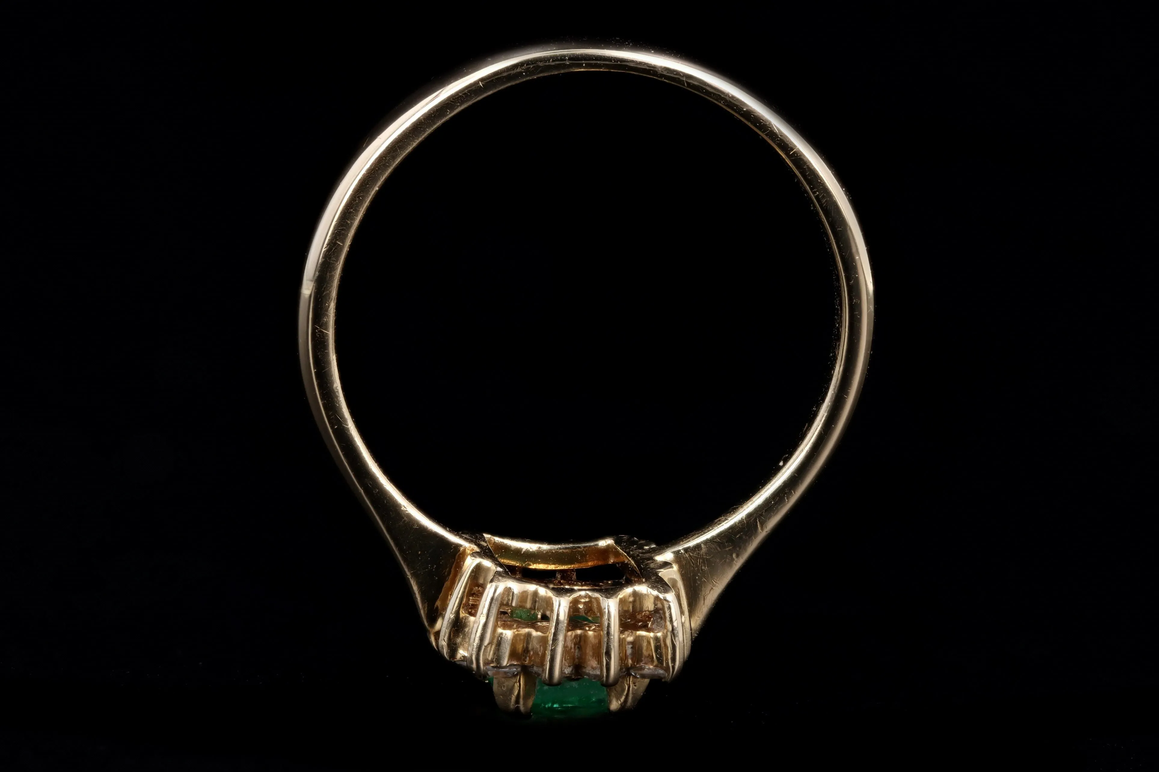 14K Yellow Gold .45 Carat Natural Emerald & Diamond Halo Ring
