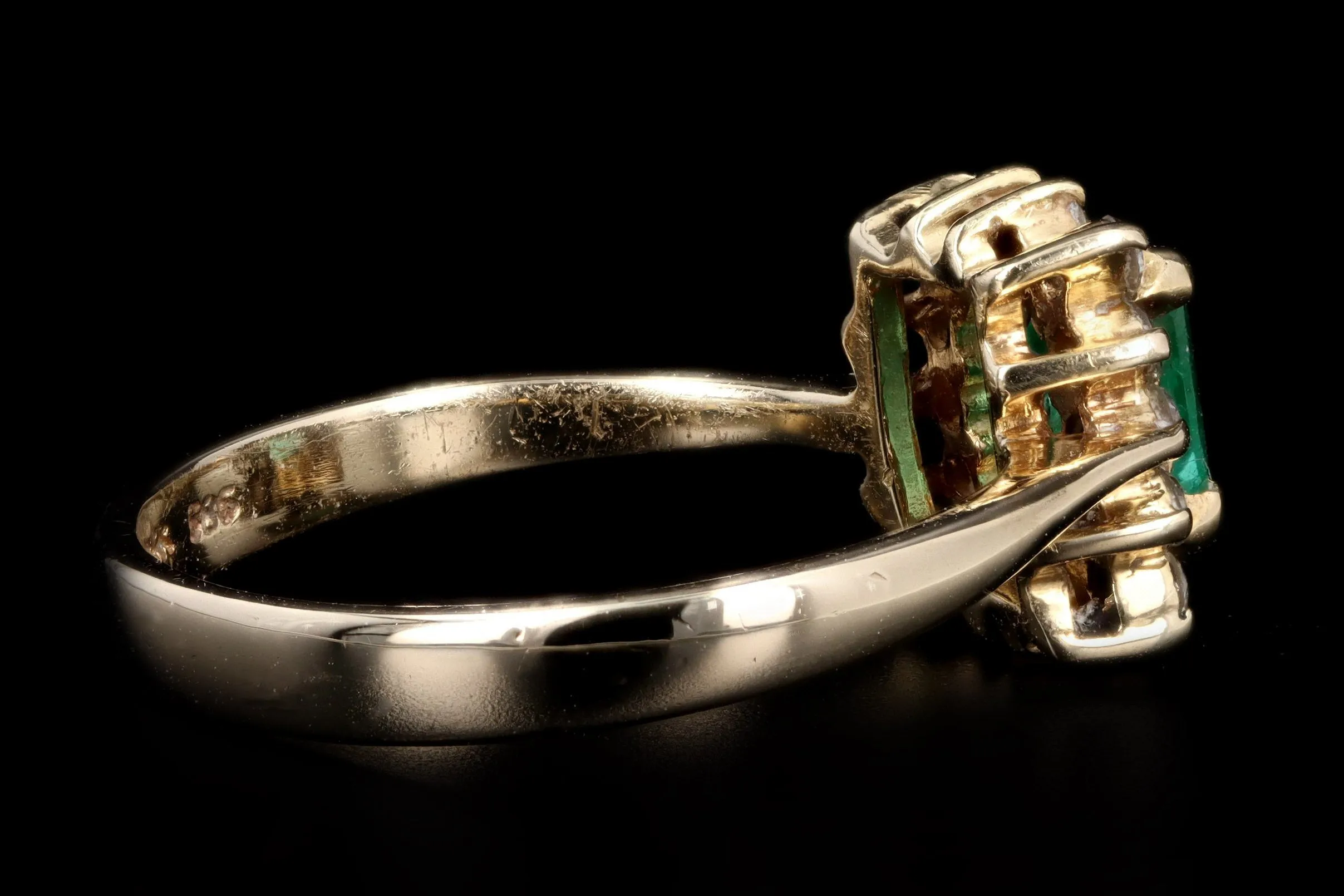 14K Yellow Gold .45 Carat Natural Emerald & Diamond Halo Ring
