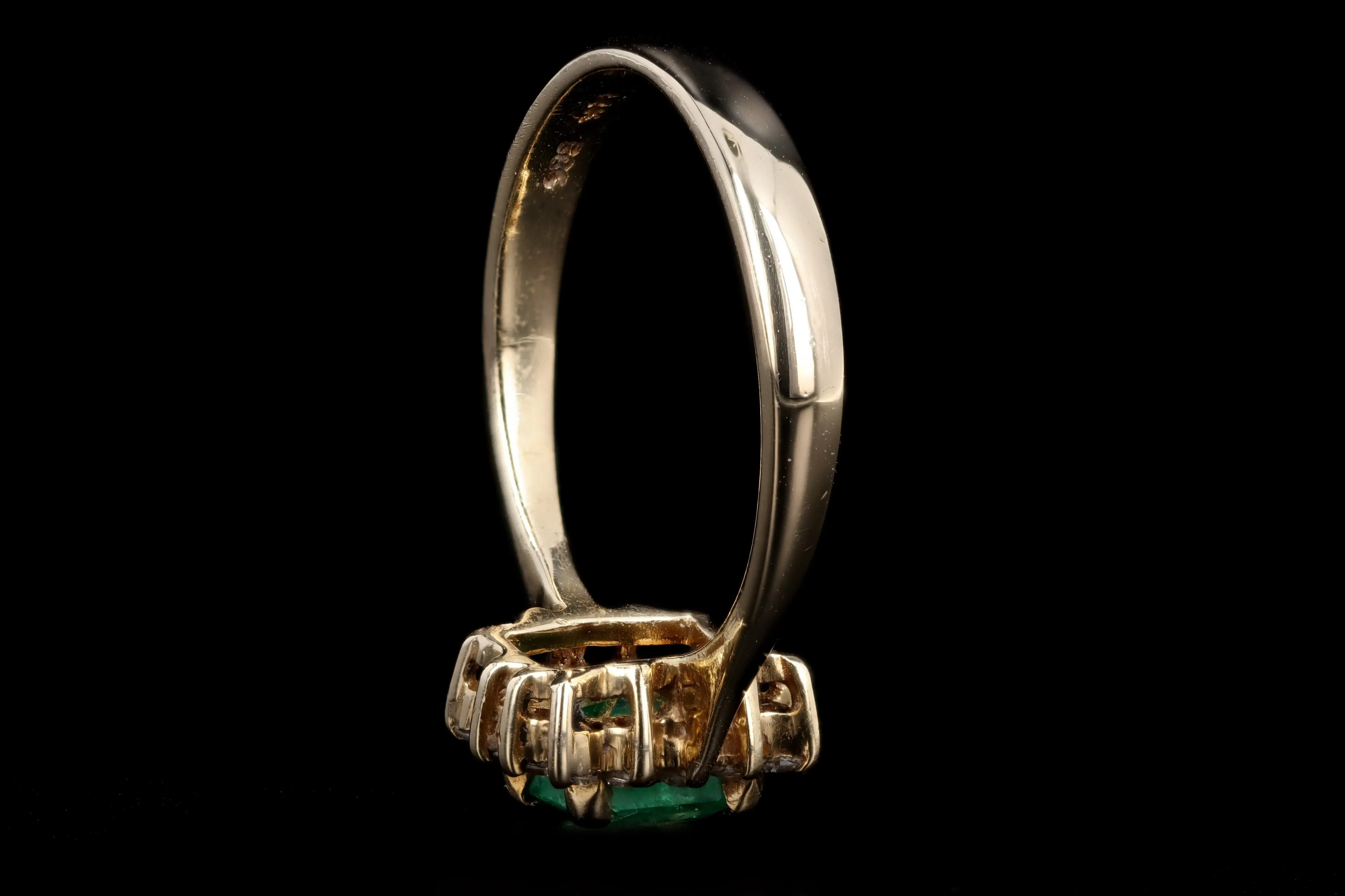 14K Yellow Gold .45 Carat Natural Emerald & Diamond Halo Ring