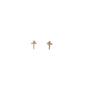 14k Yellow Gold Cross Stud Earrings