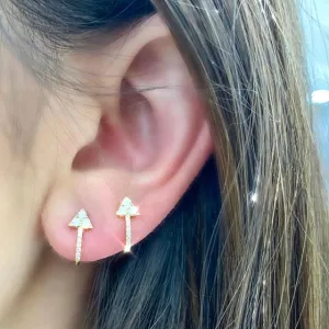 14K Yellow Gold Diamond Arrow Earrings