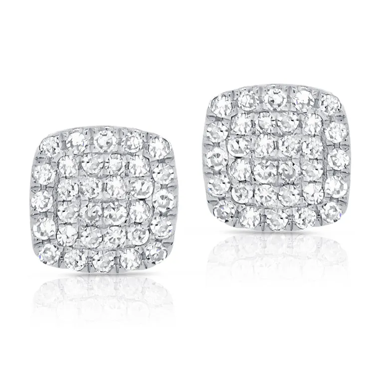 14K Yellow Gold Diamond Cushion Shape Earrings