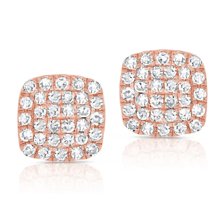 14K Yellow Gold Diamond Cushion Shape Earrings