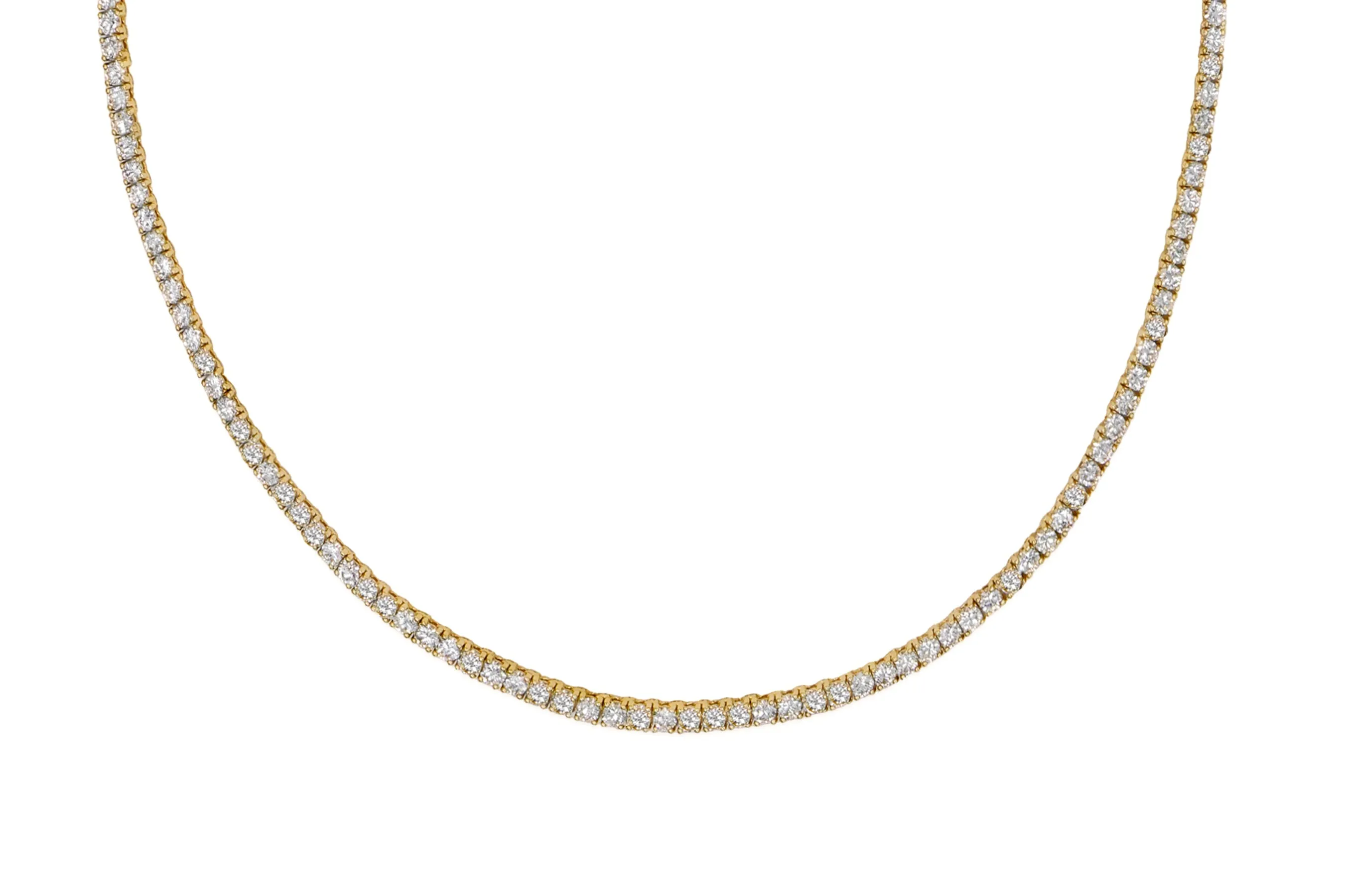 14k Yellow Gold Diamond Extra Large 4 Prong Tennis Necklace