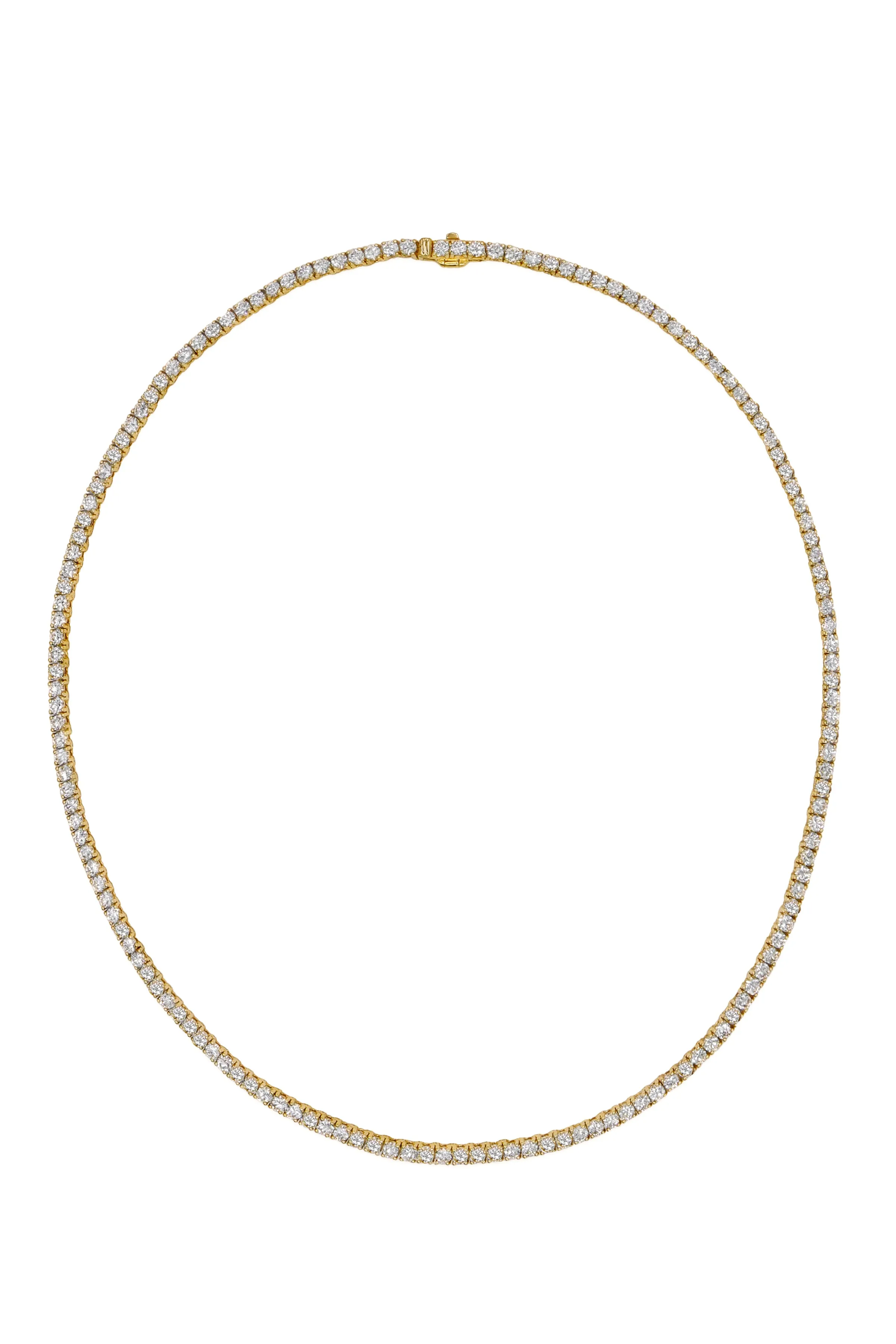 14k Yellow Gold Diamond Extra Large 4 Prong Tennis Necklace