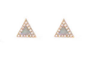14k Yellow Gold Diamond Mother of Pearl Triangle Earrings