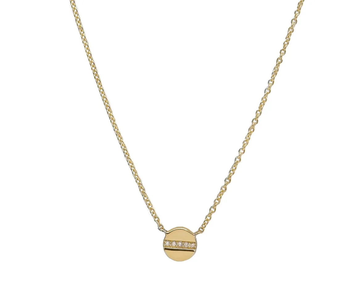 14k Yellow Gold Diamond Screw Necklace