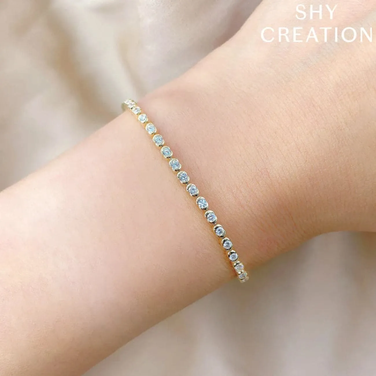 14K Yellow Gold Diamond Tennis Bracelet