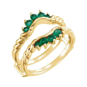 14k Yellow Gold Emerald Ring Guard, Size 7