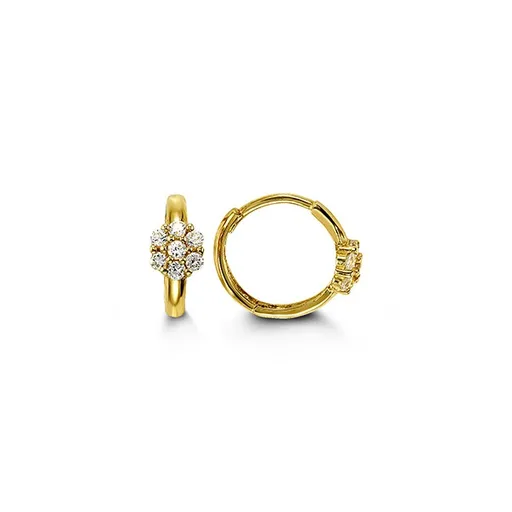 14K Yellow Gold Flower Cubic Zirconia Baby Huggies
