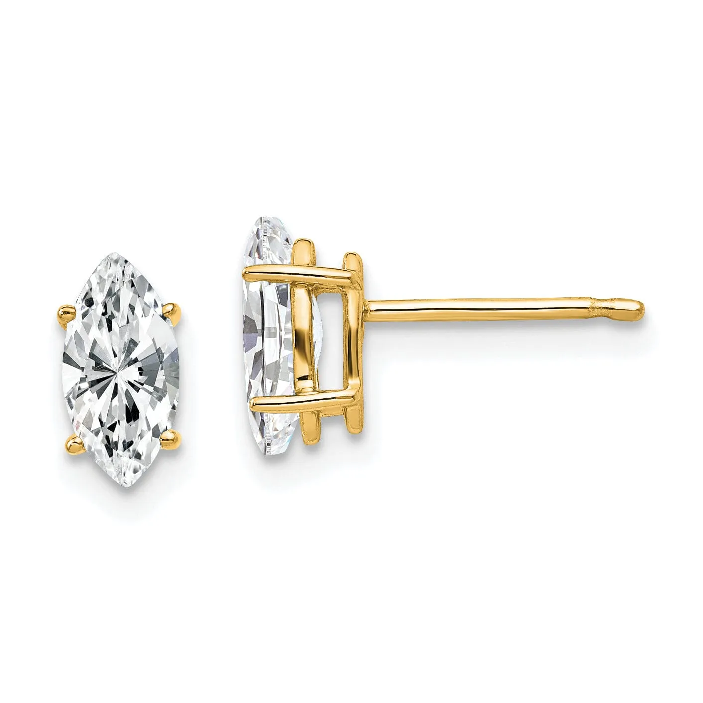 14k Yellow Gold Marquise Cubic Zirconia Earring