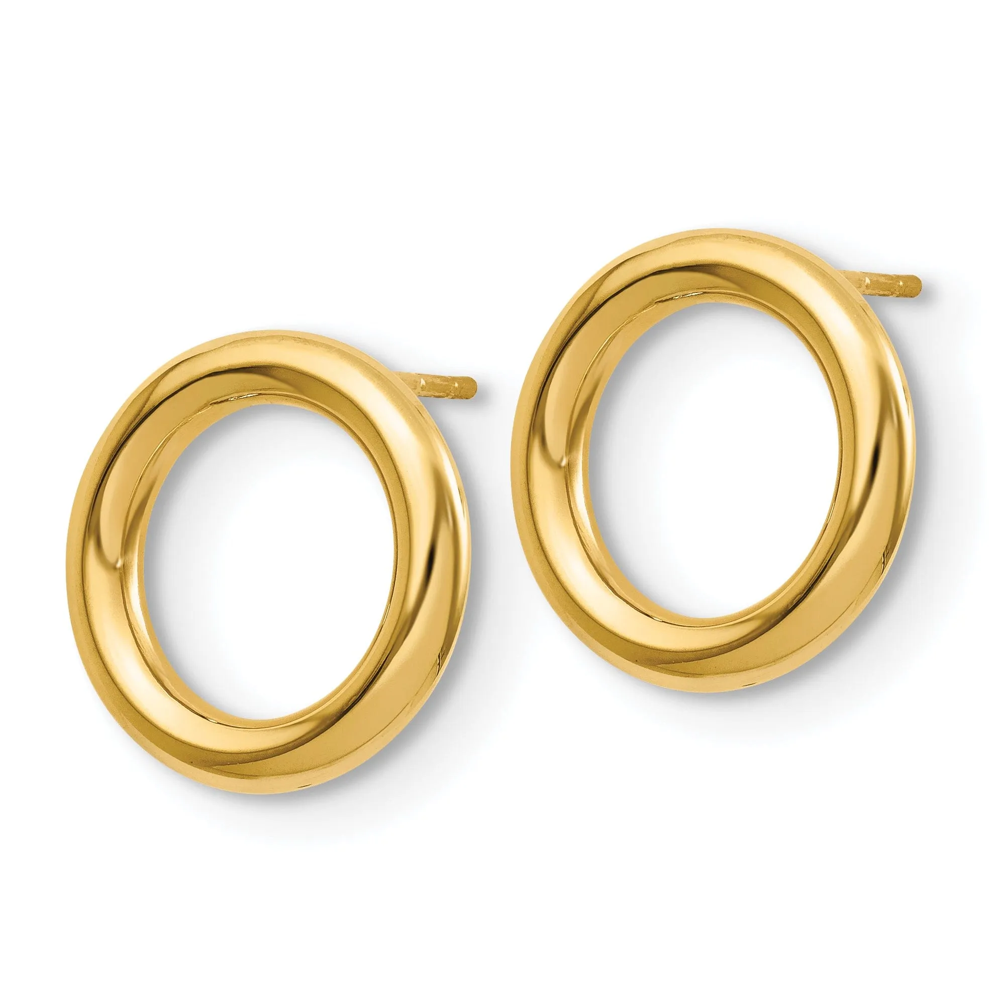 14k Yellow Gold Polished Circle Post Earrings