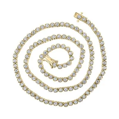 14K YELLOW GOLD ROUND DIAMOND 16-INCH TENNIS NICOLES DREAM COLLECTION CHAIN NECKLACE 6-1/2 CTTW