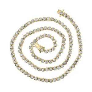14K YELLOW GOLD ROUND DIAMOND 16-INCH TENNIS NICOLES DREAM COLLECTION CHAIN NECKLACE 6-1/2 CTTW