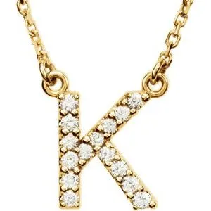 14K Yellow Initial K 1/8 CTW Diamond 16" Necklace