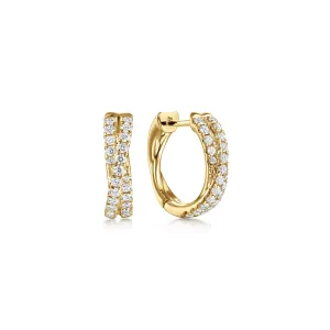 14K Yellow Natural Diamond Huggie Earrings