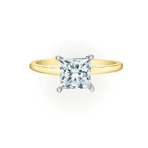 14K Yellow or White Gold (1.50ct) Princess Cut Lab Grown Diamond Diamond Solitaire Engagement Ring