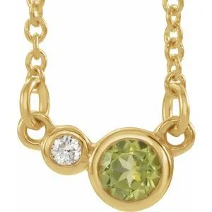 14K Yellow Peridot & .02 CTW Diamond 18" Necklace