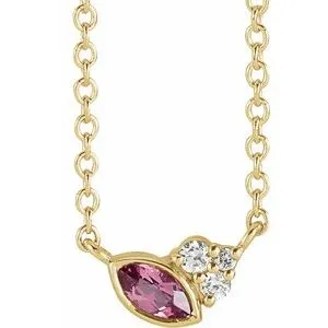 14K Yellow Pink Tourmaline & .03 CTW Diamond 18" Necklace