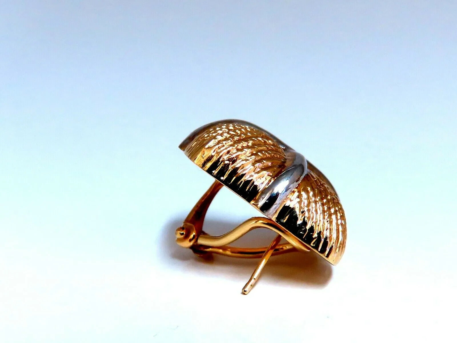 14kt Gold Textured Clip Earrings & Omega