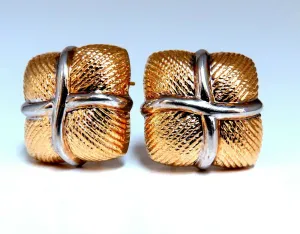 14kt Gold Textured Clip Earrings & Omega