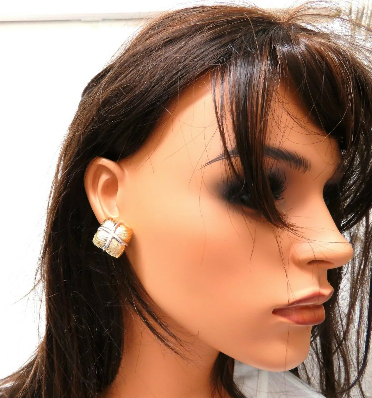 14kt Gold Textured Clip Earrings & Omega