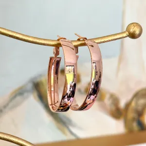 14KT Rose Gold 7mm Wide Oval Omega Hoop Earrings 39mm