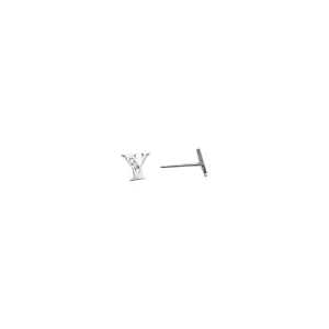 14kt White Gold CZ Initial Y Stud Earrings