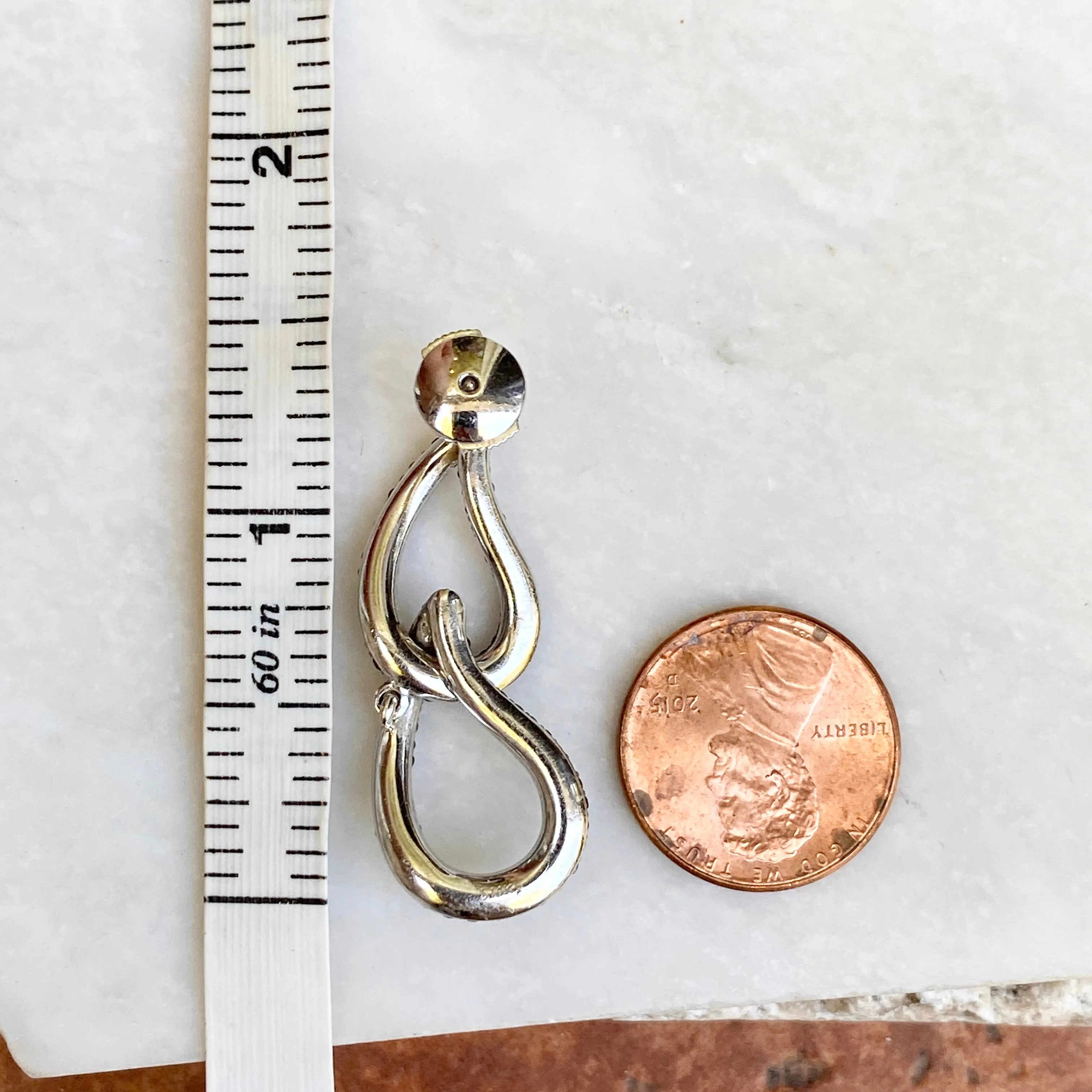 14KT White Gold Pave Black   White Diamonds Teardrop Earrings