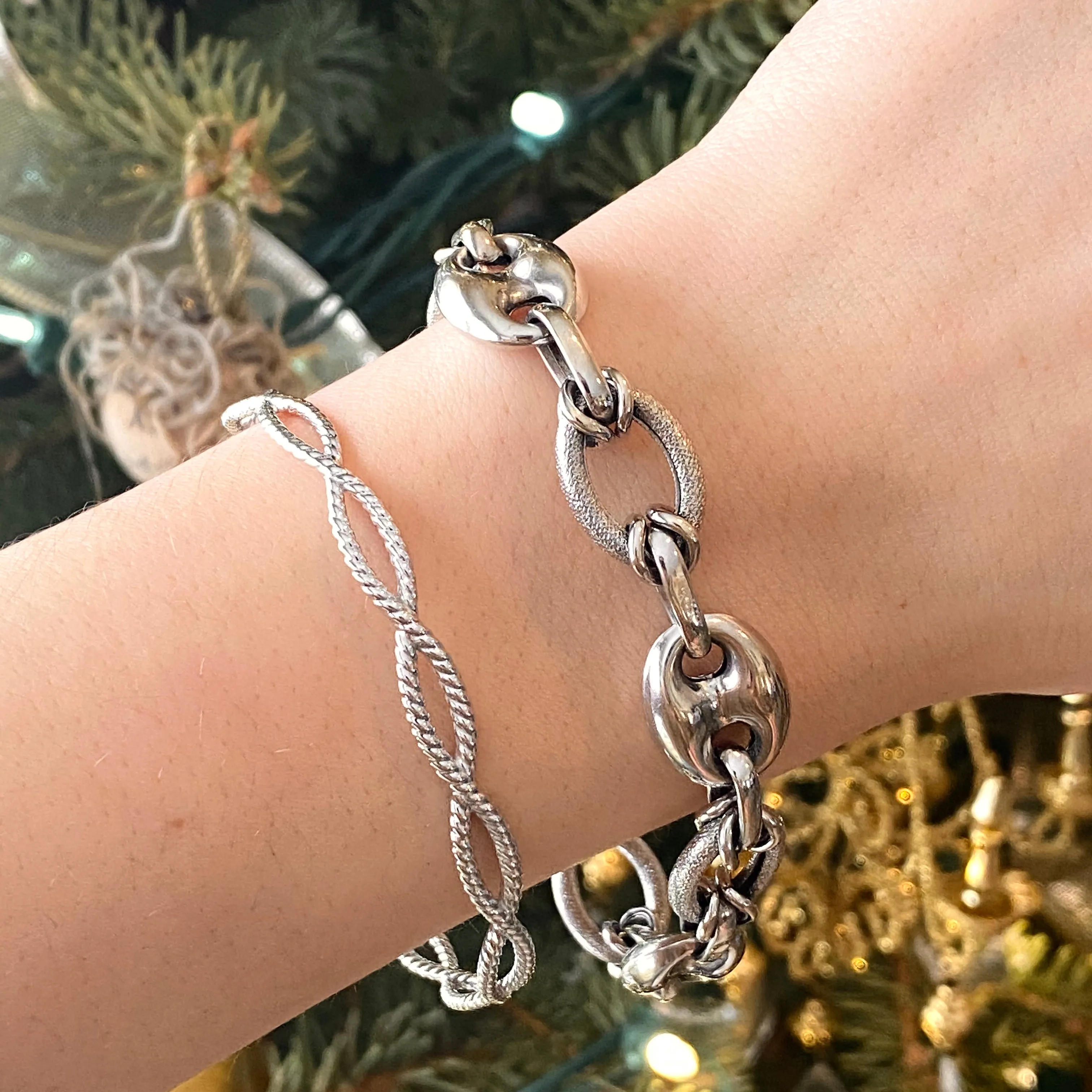 14KT White Gold Rope Twist Cuff Bangle Bracelet