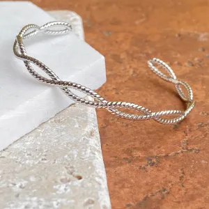 14KT White Gold Rope Twist Cuff Bangle Bracelet