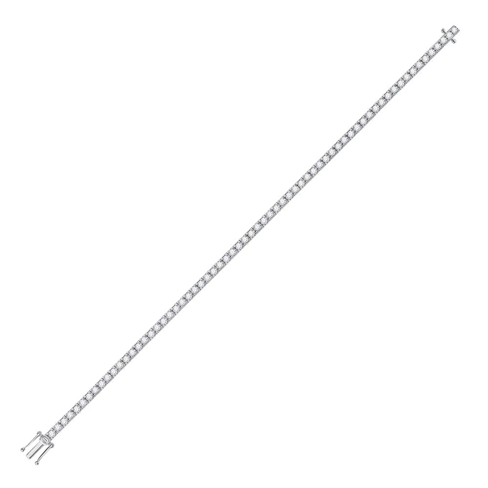 14kt White Gold Womens Round Diamond Classic Tennis Bracelet 3 Cttw