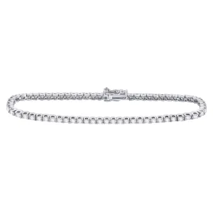 14kt White Gold Womens Round Diamond Classic Tennis Bracelet 3 Cttw