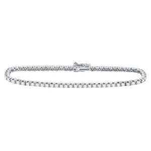 14kt White Gold Womens Round Diamond Classic Tennis Bracelet 3 Cttw