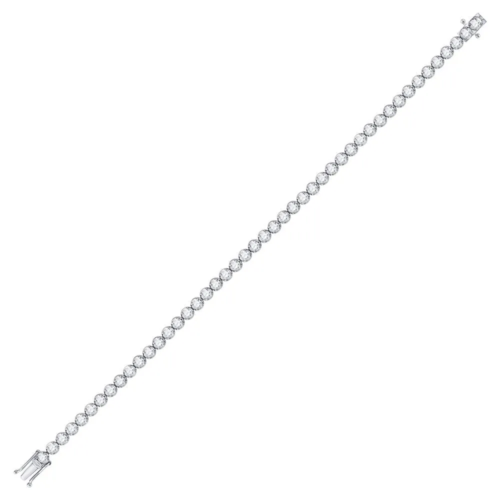 14kt White Gold Womens Round Diamond Classic Tennis Bracelet 4 Cttw