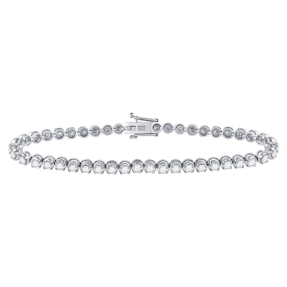14kt White Gold Womens Round Diamond Classic Tennis Bracelet 4 Cttw