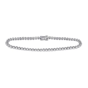 14kt White Gold Womens Round Diamond Single Row Tennis Bracelet 2 Cttw