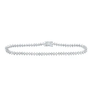 14kt White Gold Womens Round Diamond Tennis Bracelet 3-1/4 Cttw