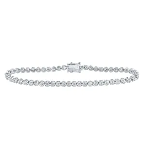 14kt White Gold Womens Round Diamond Timeless Tennis Bracelet 1 Cttw