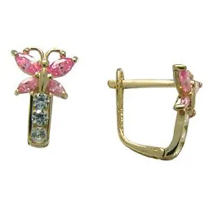 14kt Yellow Gold Butterfly October Birthstone Leverback Earrings