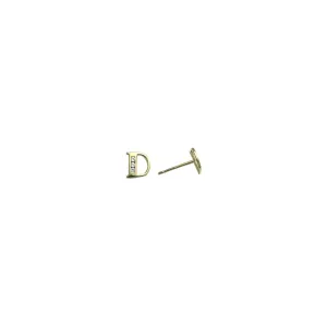 14kt Yellow Gold CZ Initial D Stud Earrings