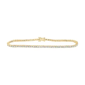 14kt Yellow Gold Womens Round Diamond Single Row Tennis Bracelet 3-3/8 Cttw