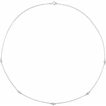 14KW Station Necklace with 5 Lab Grown Diamonds (1/4 ctw)