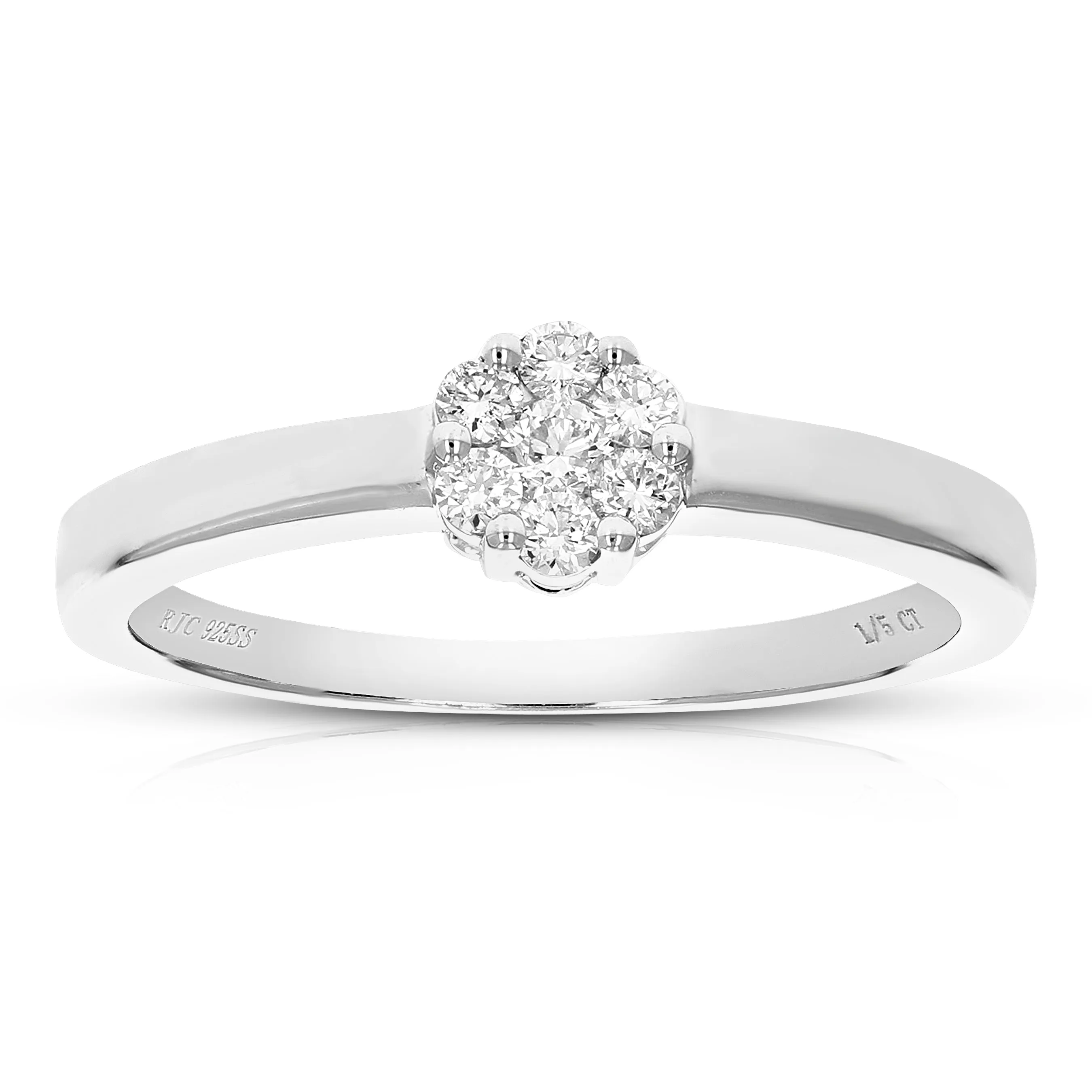 1/5 cttw Lab Grown Diamond Solitaire Engagement Rings in Silver