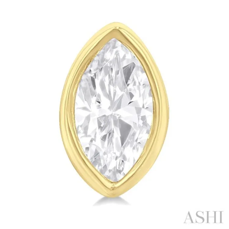 1/5 ctw Petite Bezel Set Marquise Cut Diamond Fashion Stud Earring in 10K Yellow Gold