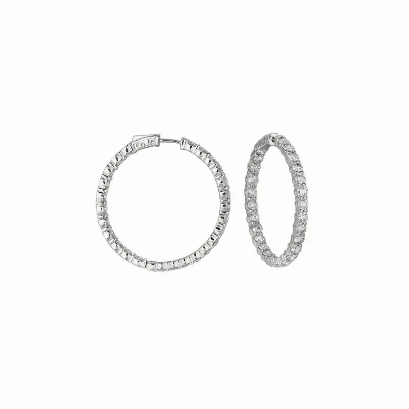 15 POINTER HOOP EARRINGS/PATENTED SNAP LOCK 14K GOLD (8.01 CTW)