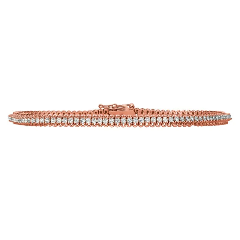 1.50 Carat Natural Diamond Soft Tennis Bracelet G-H SI 14K White Gold 110 stones