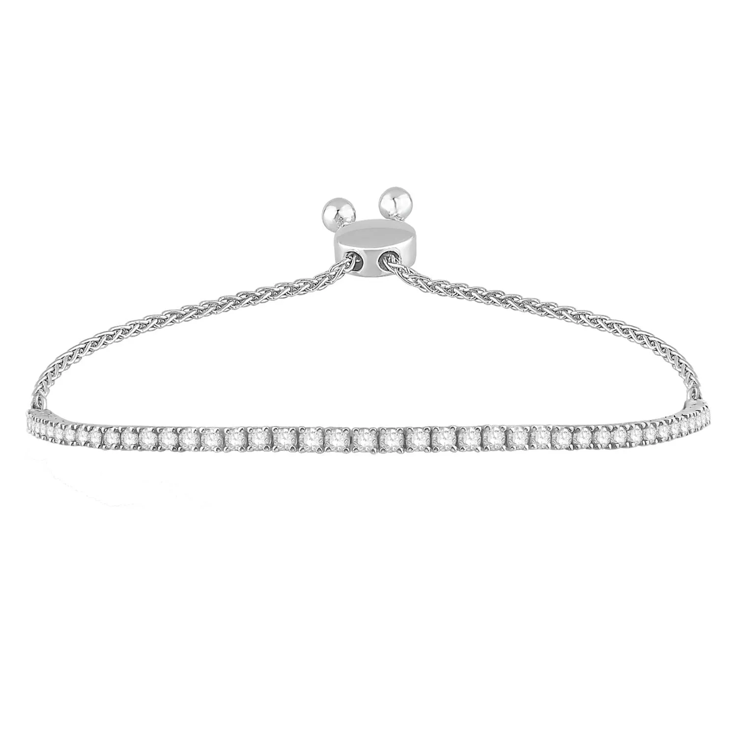 1.50 cttw Diamond Bolo Tennis Bracelet in 14k