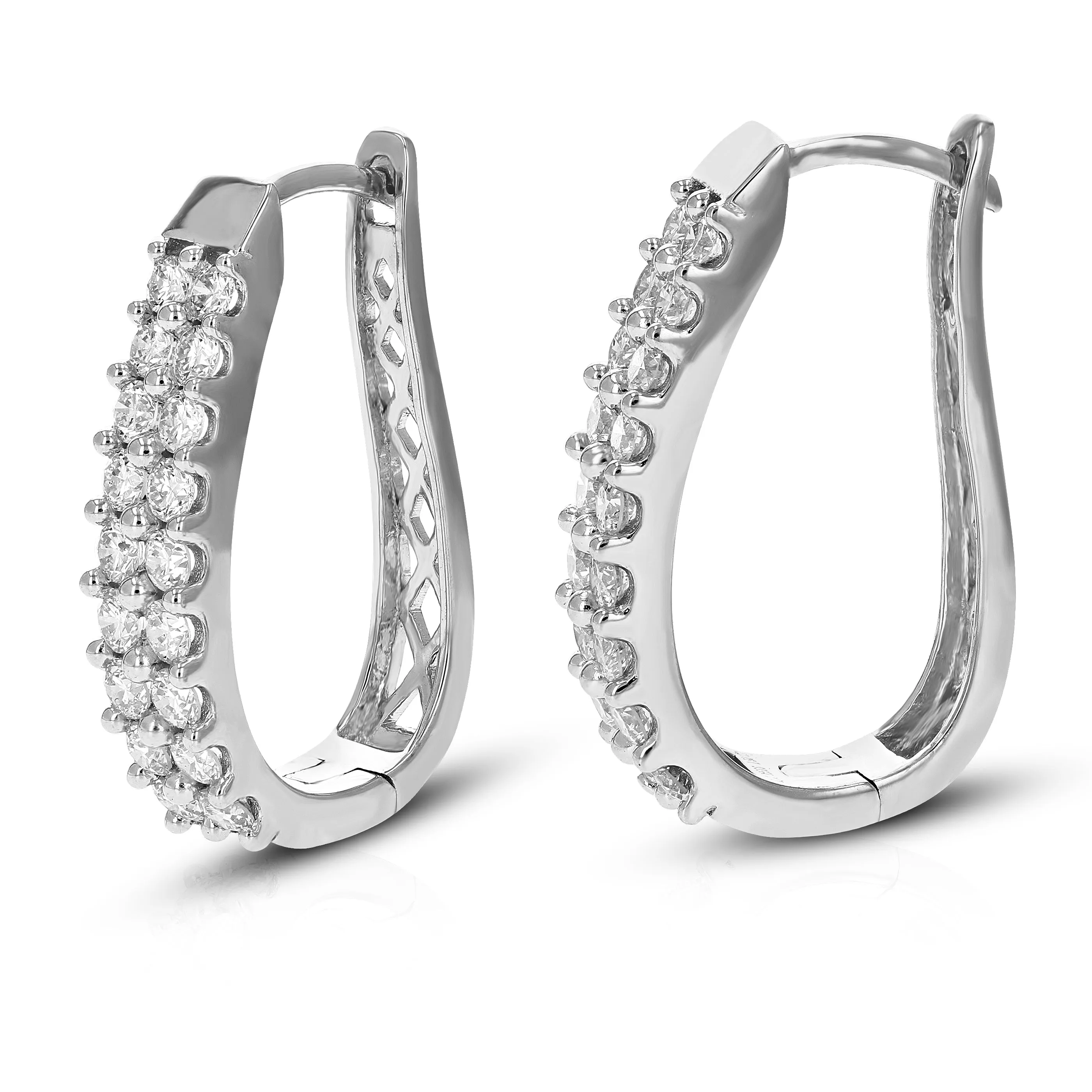 1.50 cttw Lab Grown Diamond Double Row Hoop Earrings in Silver