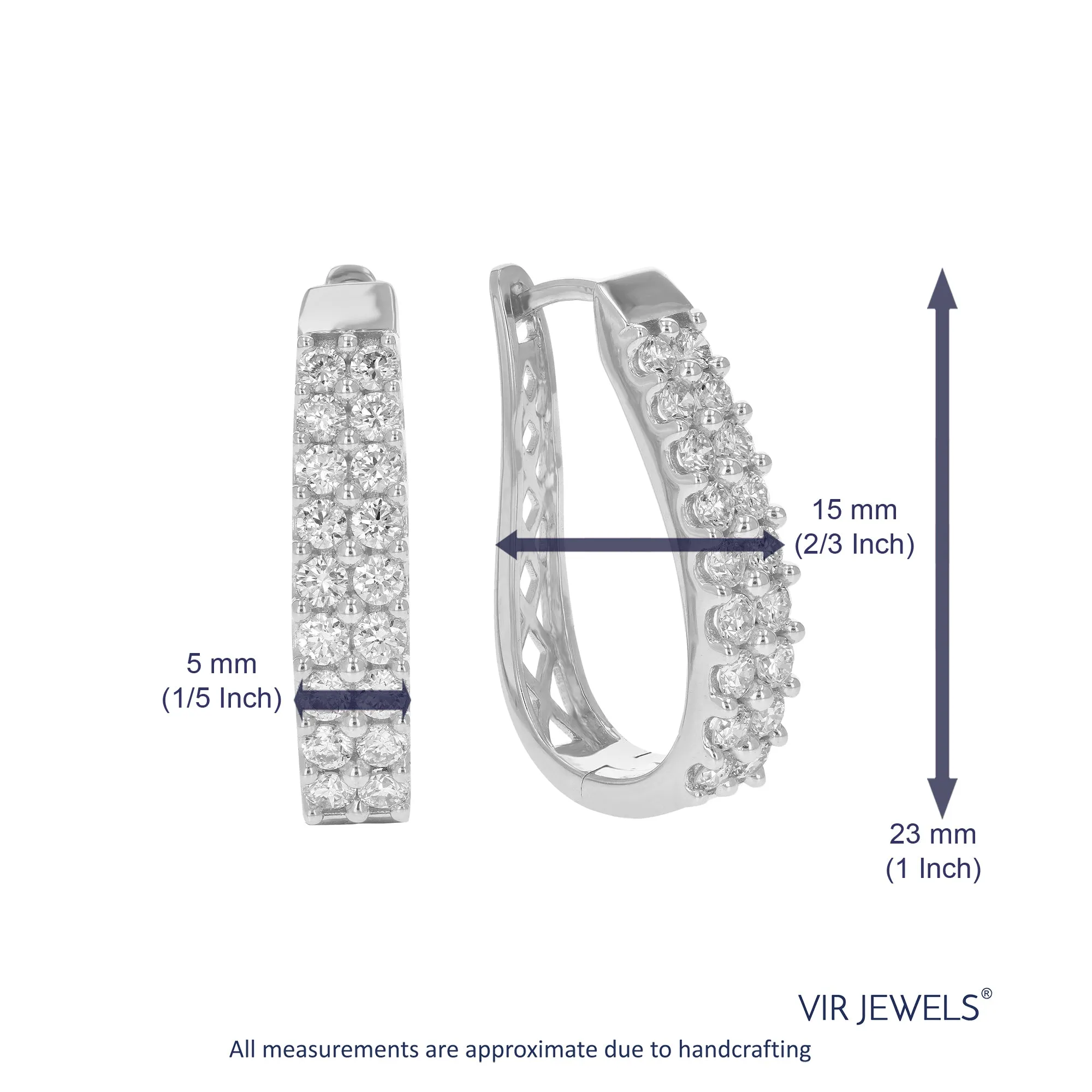 1.50 cttw Lab Grown Diamond Double Row Hoop Earrings in Silver